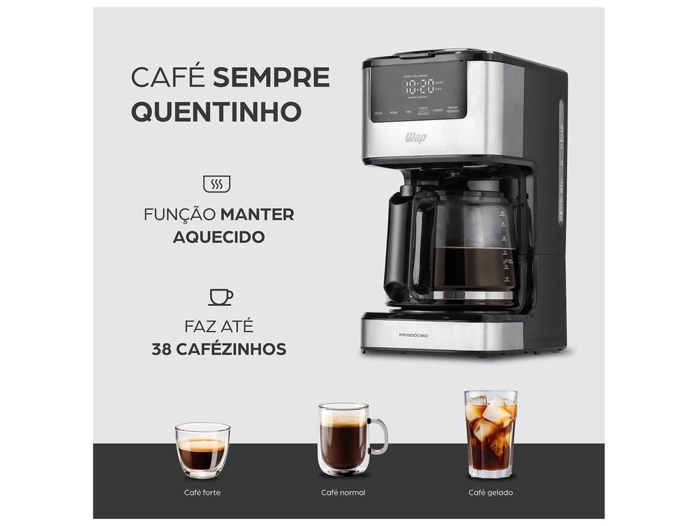 Cafeteira Elétrica Wap Aroma WCD1500 38 Xícaras Preto e Cinza FW010084 - 110V