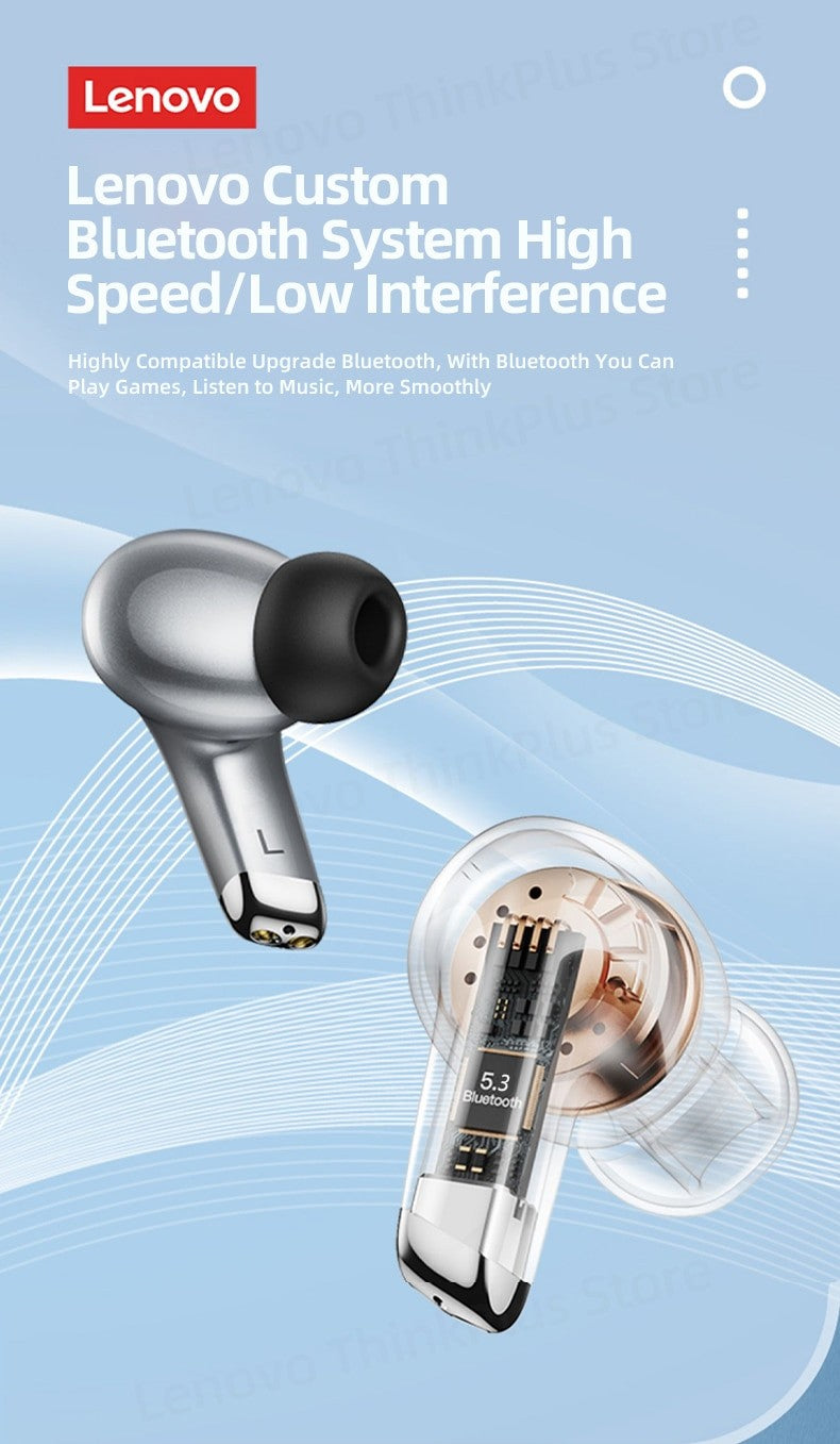 Lenovo-LP5 Fones De Ouvido Sem Fio Bluetooth, Fones De Música HiFi, Fones De Ouv