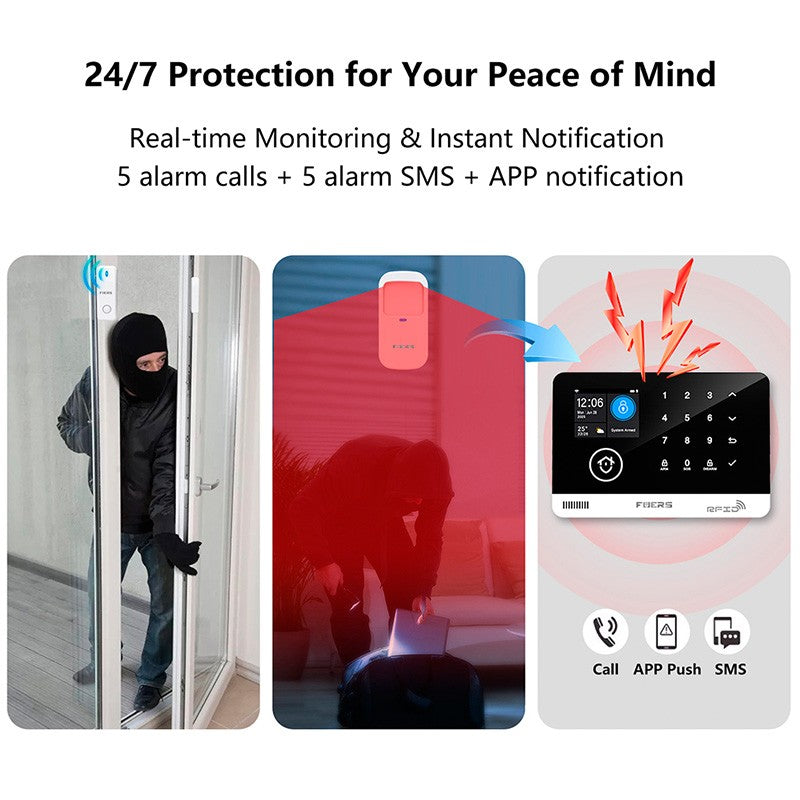 Fuers sistema de alarme para casa wifi gsm alarme de segurança host anti-roubo c