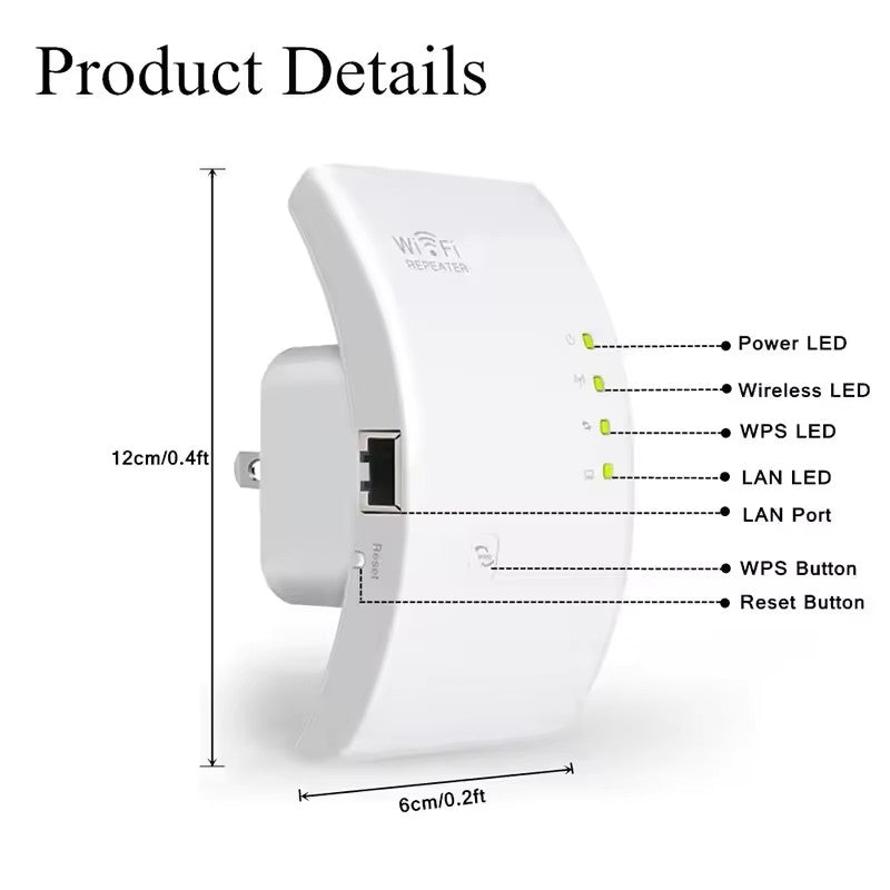 Repetidor WiFi Sem Fio, Extensor de Sinal WiFi, Amplificador de WiFi Ultraboost,