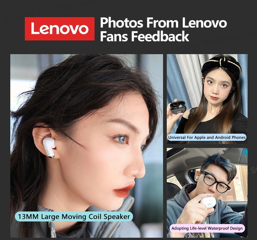 Lenovo-LP5 Fones De Ouvido Sem Fio Bluetooth, Fones De Música HiFi, Fones De Ouv
