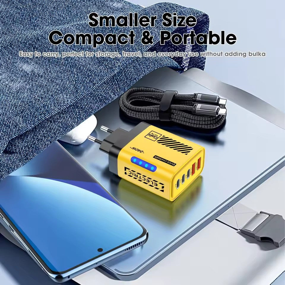 Carregador de Mesa GaN 5 em 1 para iPhone 17 16 Pro, Laptop Samsung, Adaptador d