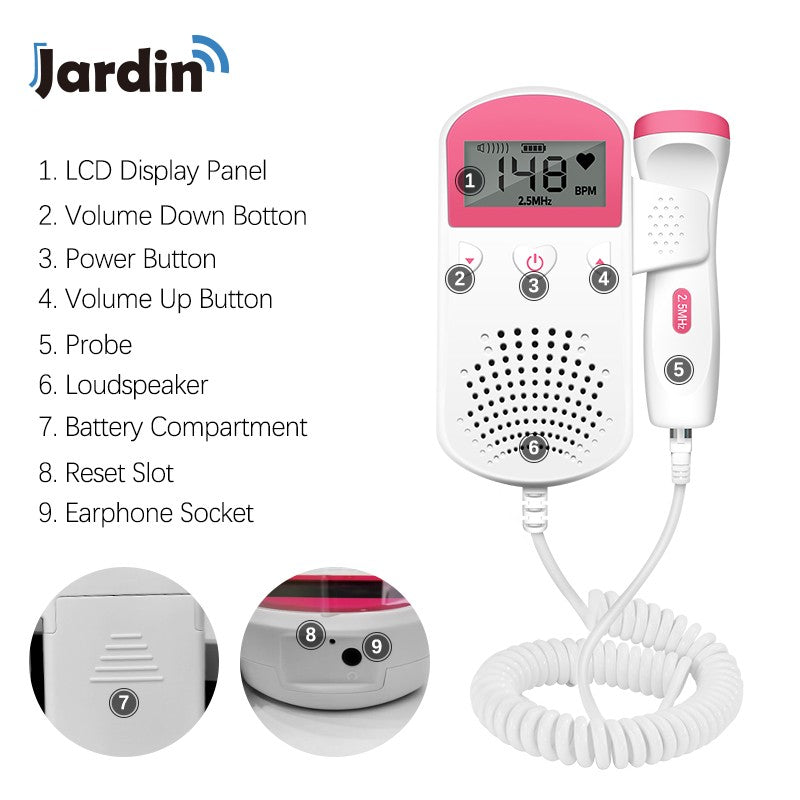 Atualizado Doppler Fetal para Casa, Gravidez Monitor de Freqüência Cardíaca, Det