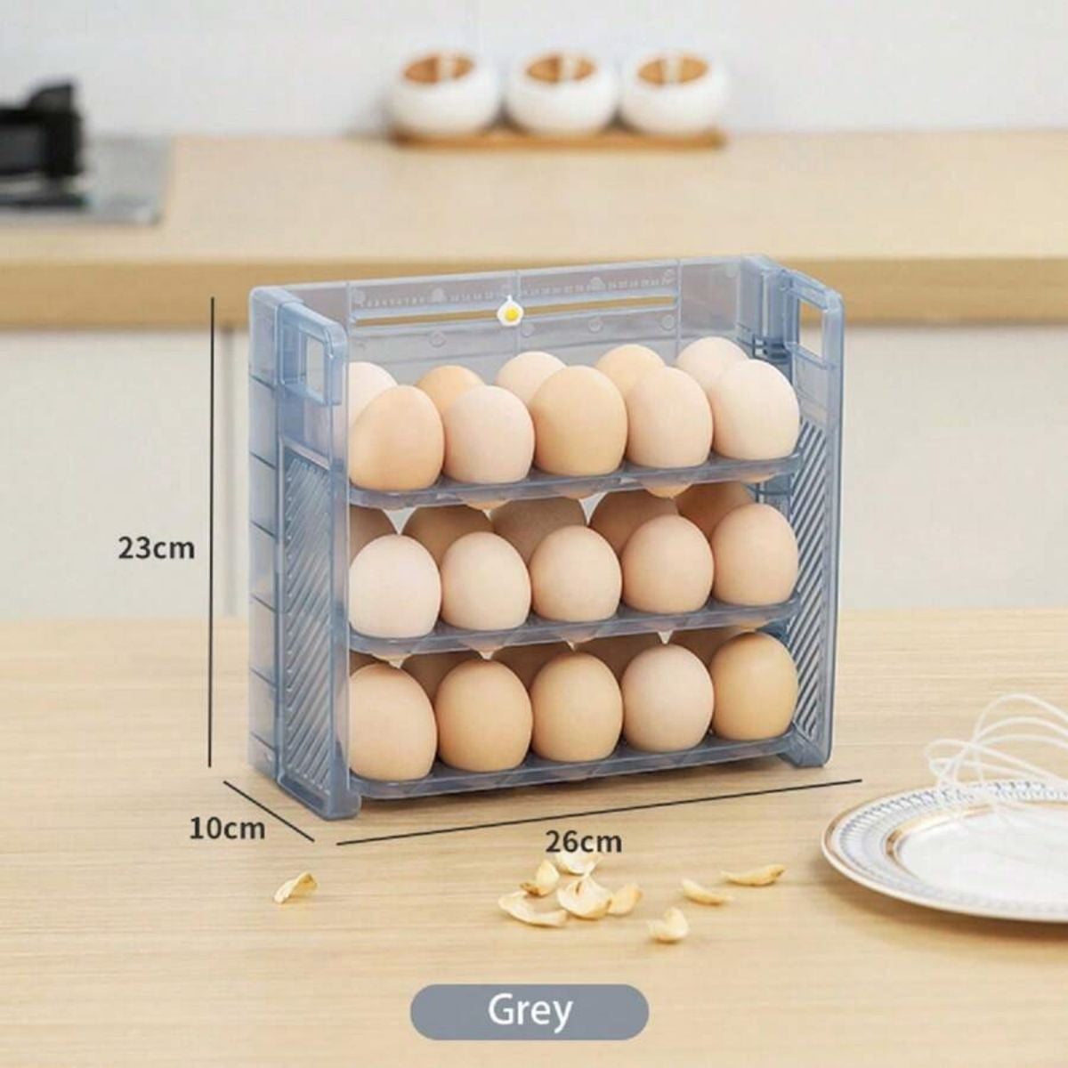 Rack de ovos para geladeira de 3 camadas com 30 pacotes Recipiente de armazename