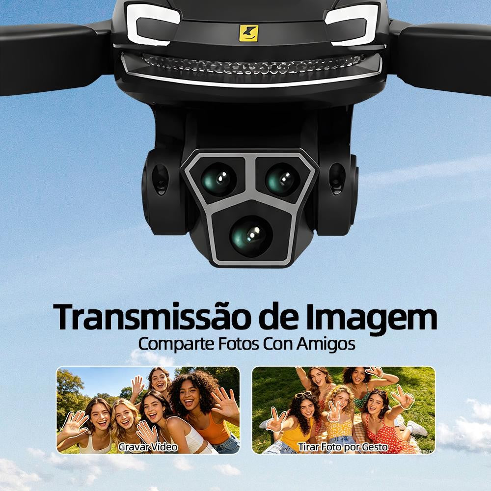DLI Drone V88 Pro Preto 4K FPV WiFi Dobrável Motor Sem Escova Câmera Dupla Contr