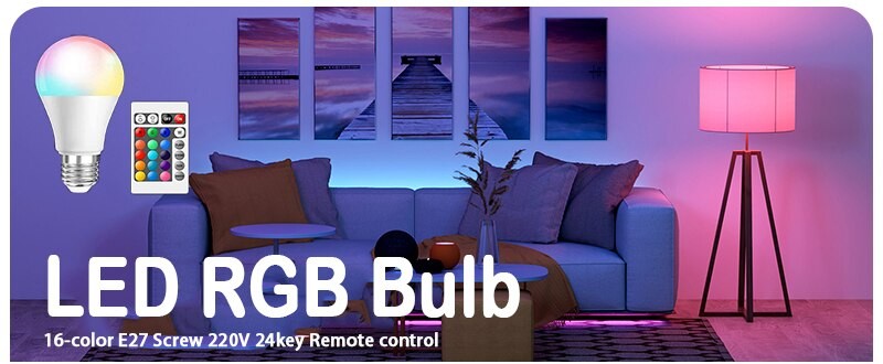 16 núcleos rgb lâmpada led multicolorida e27 220v iluminação doméstica regulável