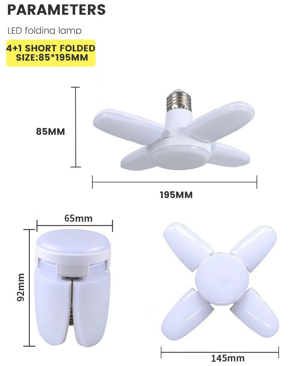 E27 ventilador forma dobrável 28w lâmpada led ac220v/110v deformação para casa d