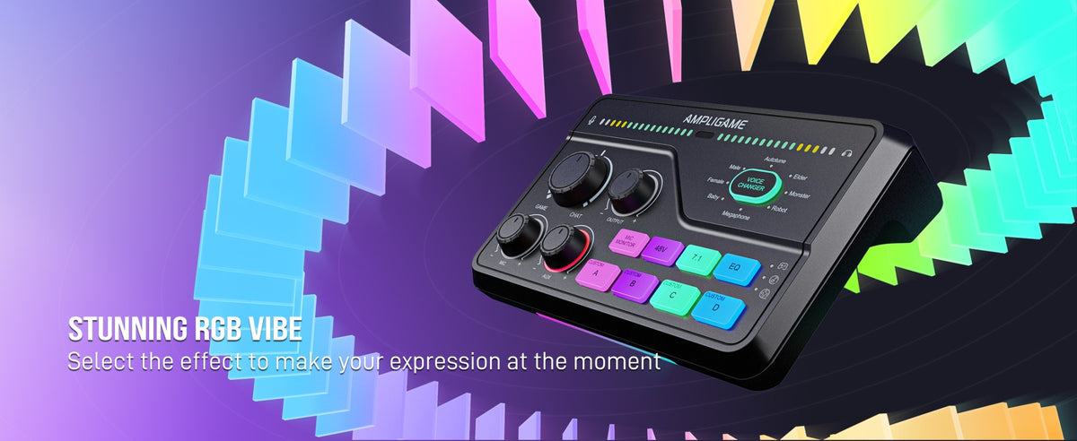 FIFINE Mixer de jogos com RGB para chat de voz / streaming / podcast, Mixer de á