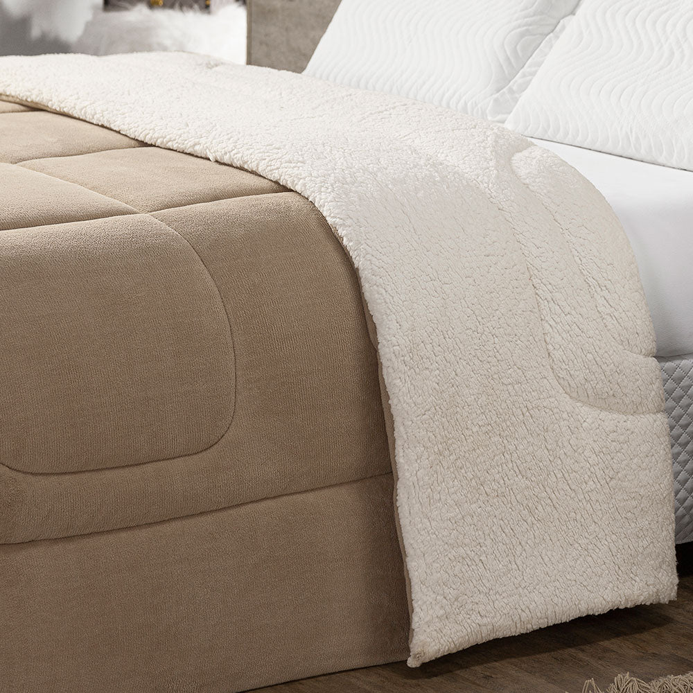 Coberdrom Cobertor Queen 1 Peça Maya Manta Soft e Sherpa de Carneiro 100% Poliés
