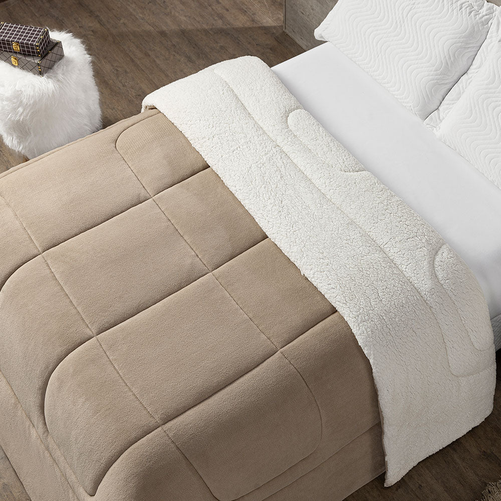 Coberdrom Cobertor Queen 1 Peça Maya Manta Soft e Sherpa de Carneiro 100% Poliés