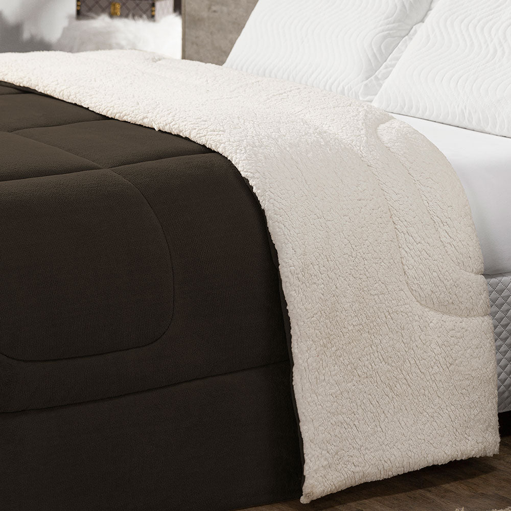 Coberdrom Cobertor Queen 1 Peça Maya Manta Soft e Sherpa de Carneiro 100% Poliés