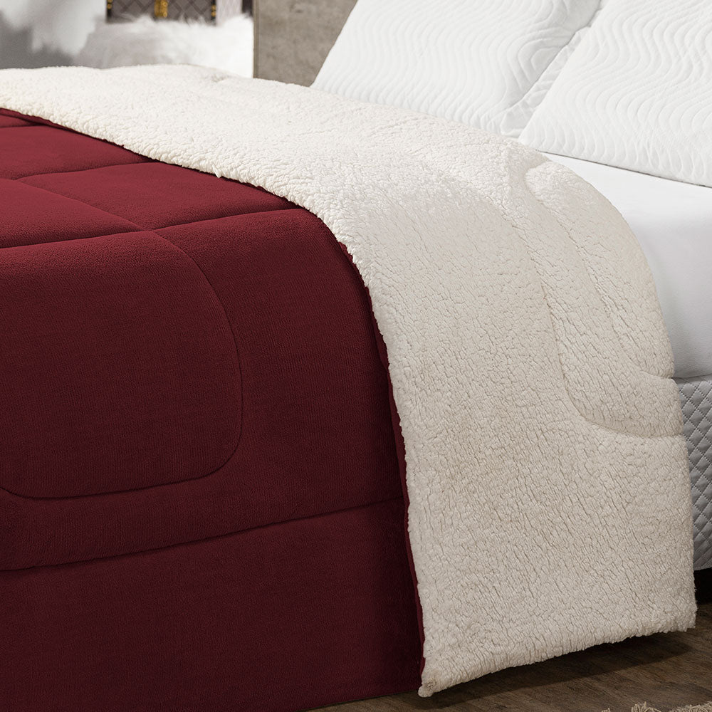 Coberdrom Cobertor Queen 1 Peça Maya Manta Soft e Sherpa de Carneiro 100% Poliés
