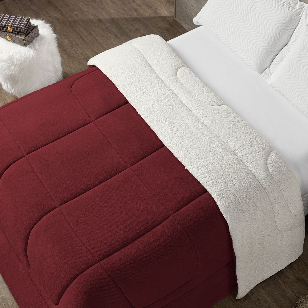 Coberdrom Cobertor Queen 1 Peça Maya Manta Soft e Sherpa de Carneiro 100% Poliés