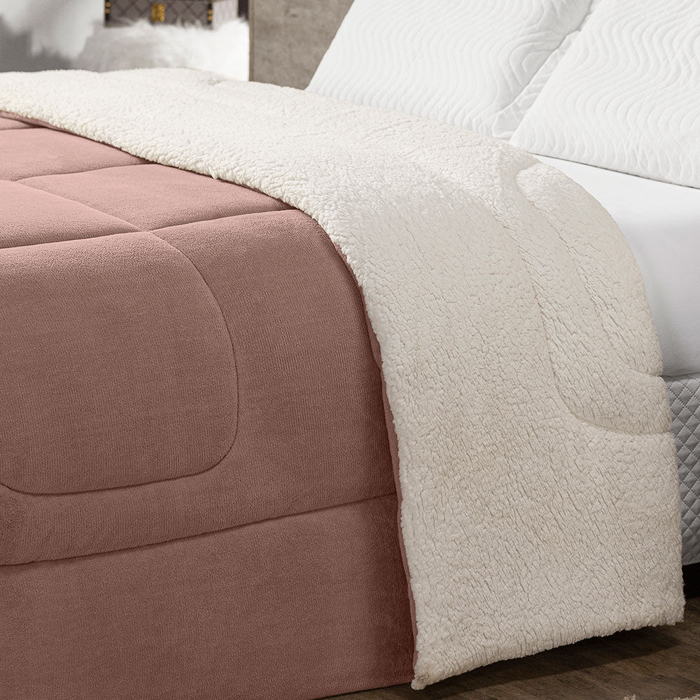 Coberdrom Cobertor Queen 1 Peça Maya Manta Soft e Sherpa de Carneiro 100% Poliés