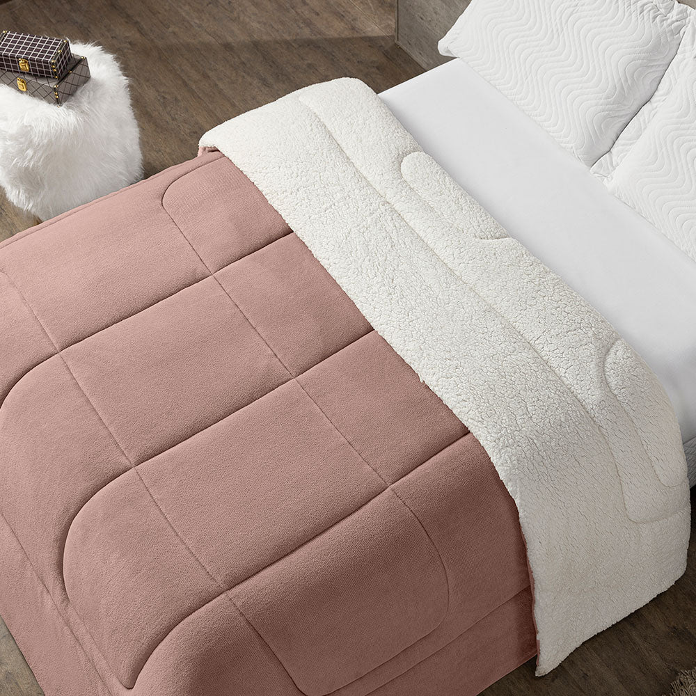 Coberdrom Cobertor Queen 1 Peça Maya Manta Soft e Sherpa de Carneiro 100% Poliés