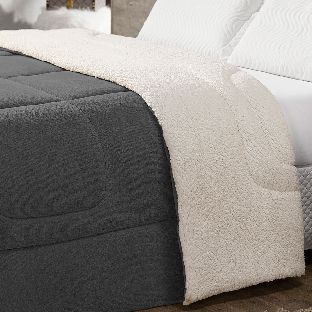 Coberdrom Cobertor Queen 1 Peça Maya Manta Soft e Sherpa de Carneiro 100% Poliés