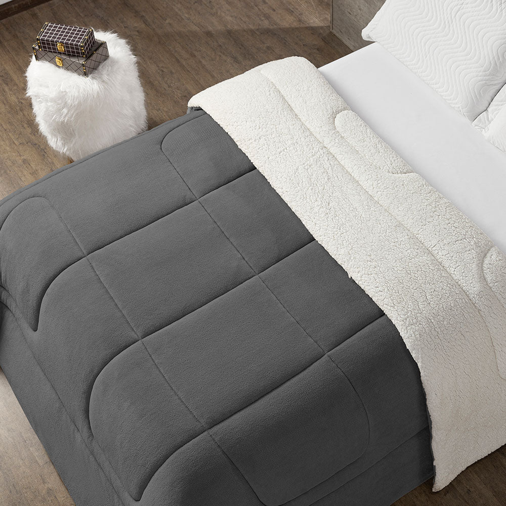 Coberdrom Cobertor Queen 1 Peça Maya Manta Soft e Sherpa de Carneiro 100% Poliés