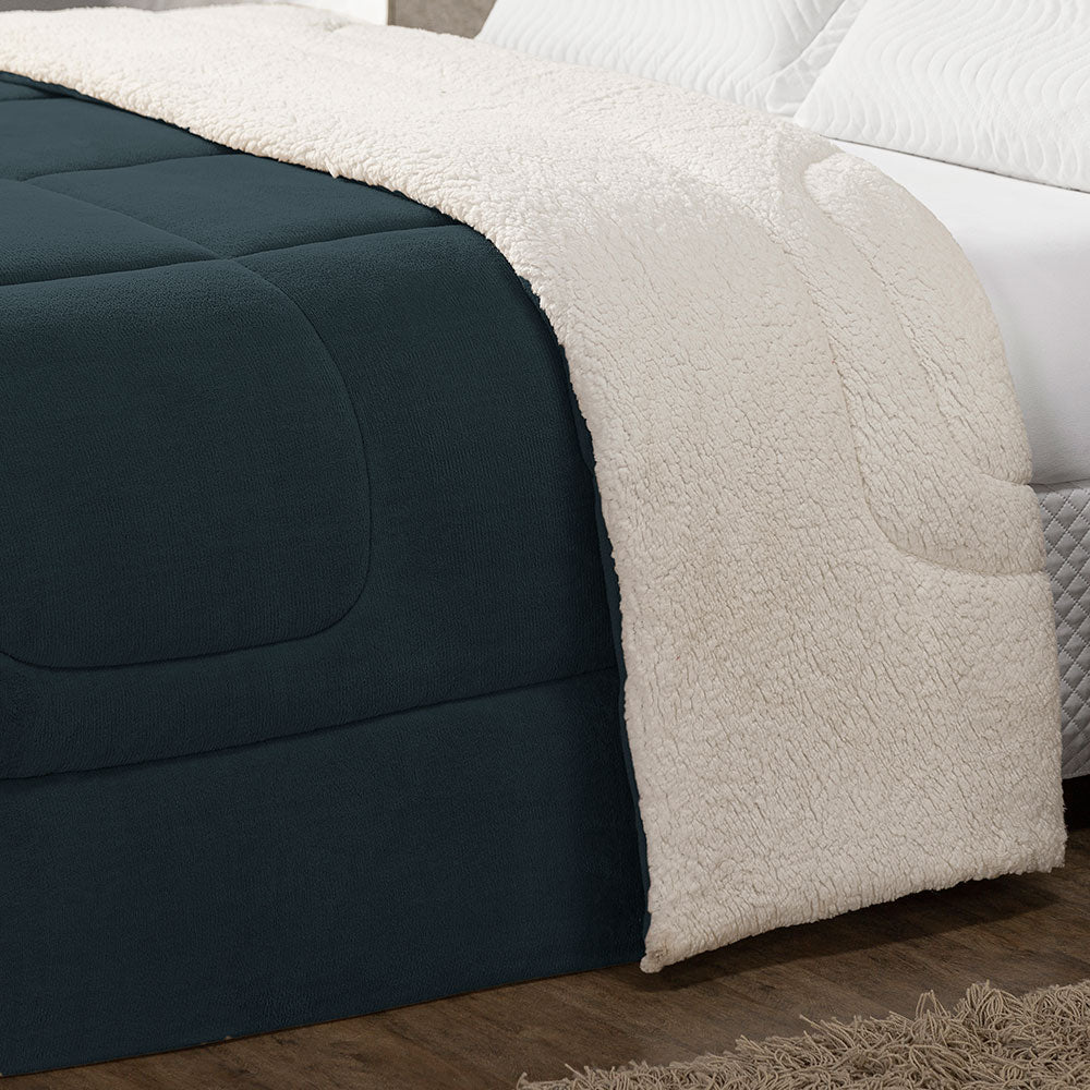 Coberdrom Cobertor Queen 1 Peça Maya Manta Soft e Sherpa de Carneiro 100% Poliés